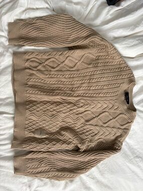 Beige Cable Knit Sweater